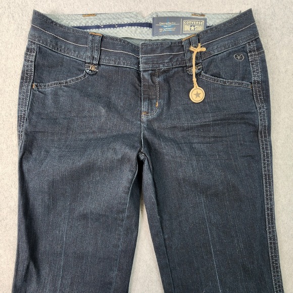 Converse One Star Bootcut Jeans Womens 6 Blue Dark Wash Mid Rise Denim 30x33 - Picture 2 of 16